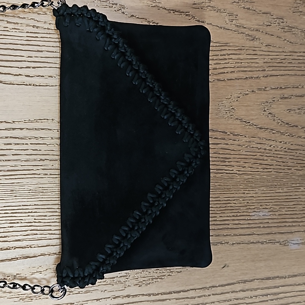 Rodo, crossbody black suede bag
